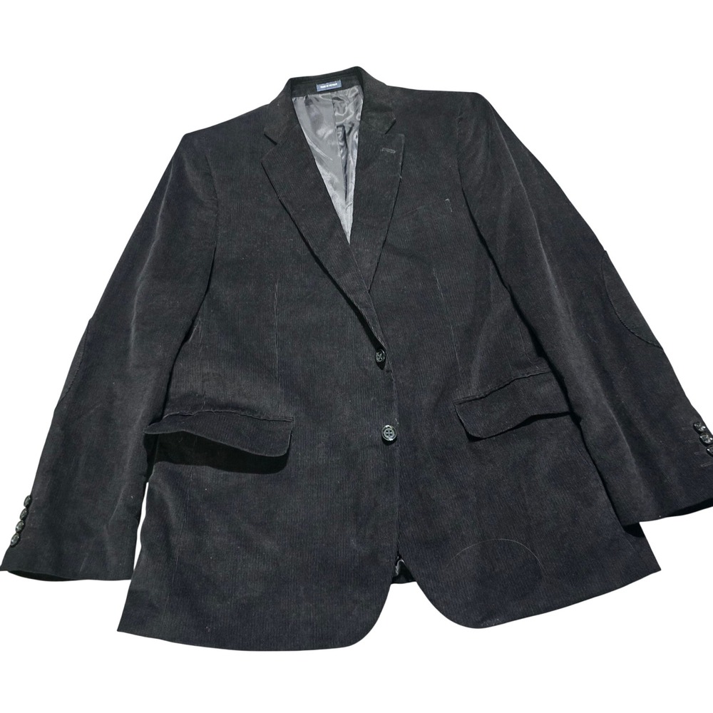 Stafford Blazer Mens 44R Black Corduroy Elbow Patches Classic Fit Signature